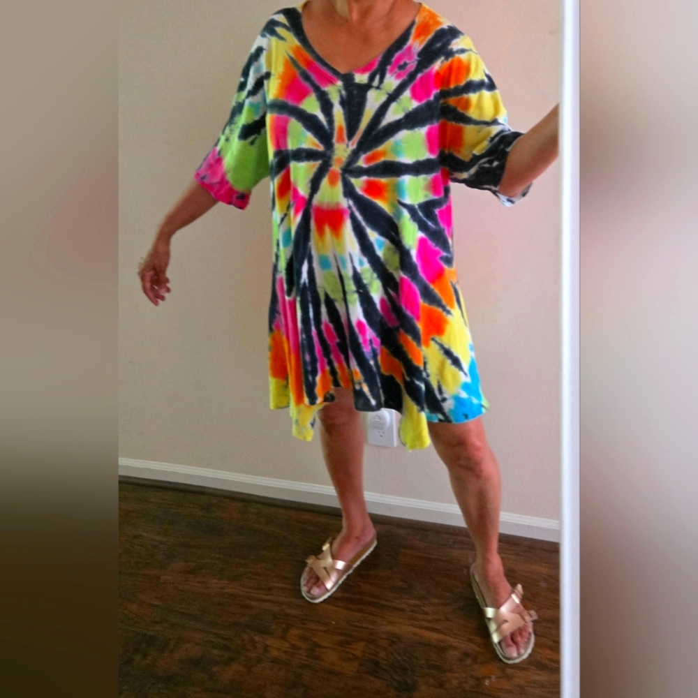 Colorful Tie-Dye Tunic Dress By 2 Dye 4  Perfectly Boho.